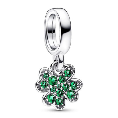 PANDORA JEWELRY Mod. 792751C01 silver charm with green gemstone floral design
