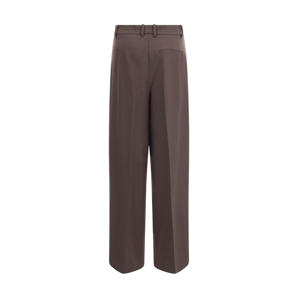 P.A.R.O.S.H. Brown Fleece Wool Dress Pants with tailored fit and versatile design, featuring zipper closure and welt pockets for office wear.