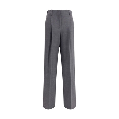 P.A.R.O.S.H. Gray Elastane Casual Pants with wide-leg design, elasticized waistband, and virgin wool composition for AW25 season.