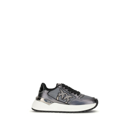PINKO Gray Fabric Low Top Sneakers