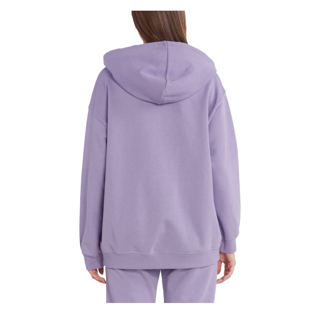 Rear view of PINKO Purple Cotton Women Sweater highlighting comfort and style in vibrant purple hue.
