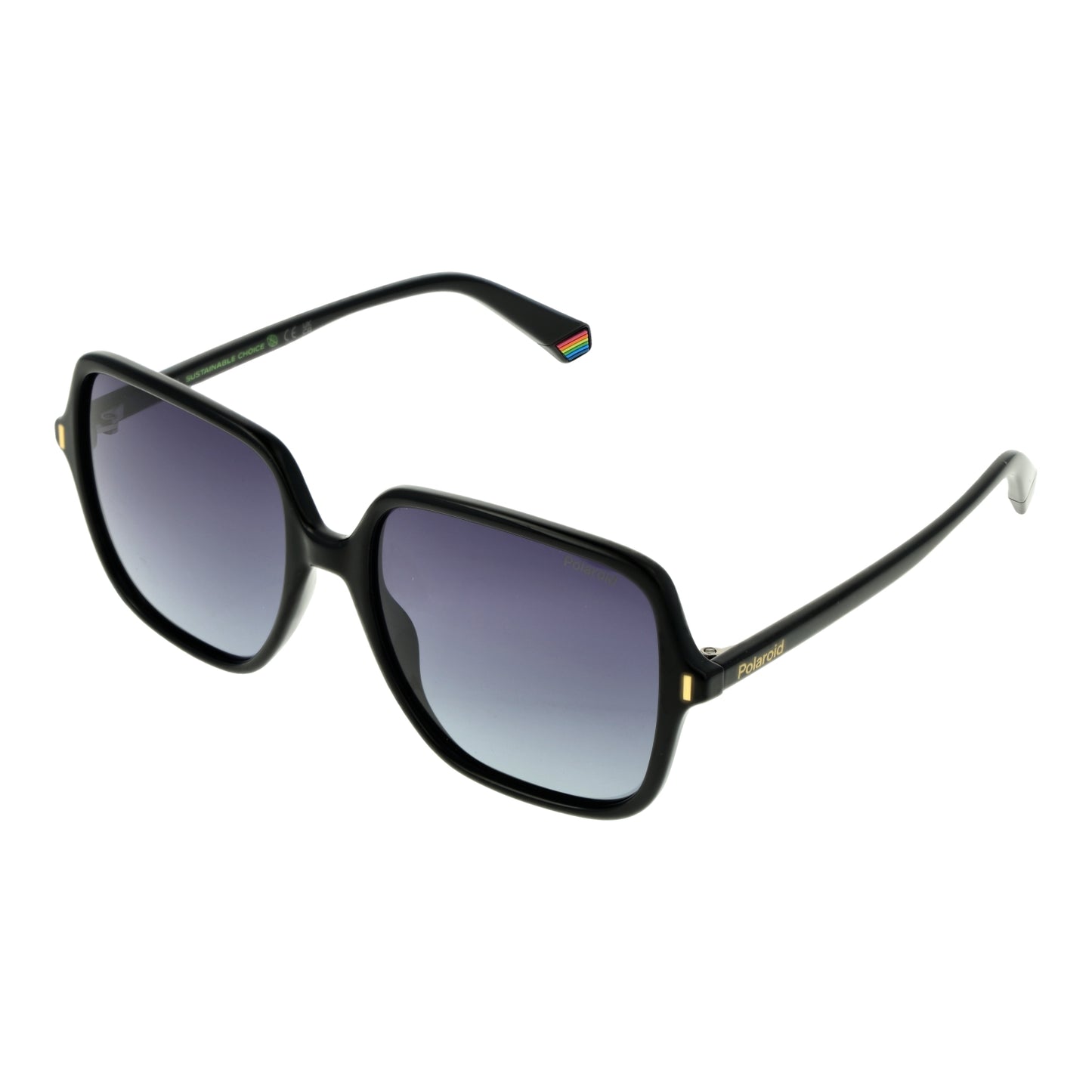Polaroid sunglasses for ladies, model POLAROID MOD. PLD 6219_S 56807WJ, featuring stylish square black frames and gradient lenses.