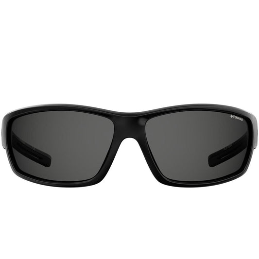 POLAROID MOD. PLD 7029_S unisex sunglasses, black polycarbonate frame, front view.