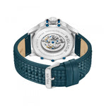 Back view of POLICE WATCHES Mod. PEWGE1601803 with a stylish blue leather strap and visible internal mechanism.