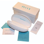 PUCCI MOD. EP0130 5628B eyewear packaging for lady, featuring branded white box and accessories.