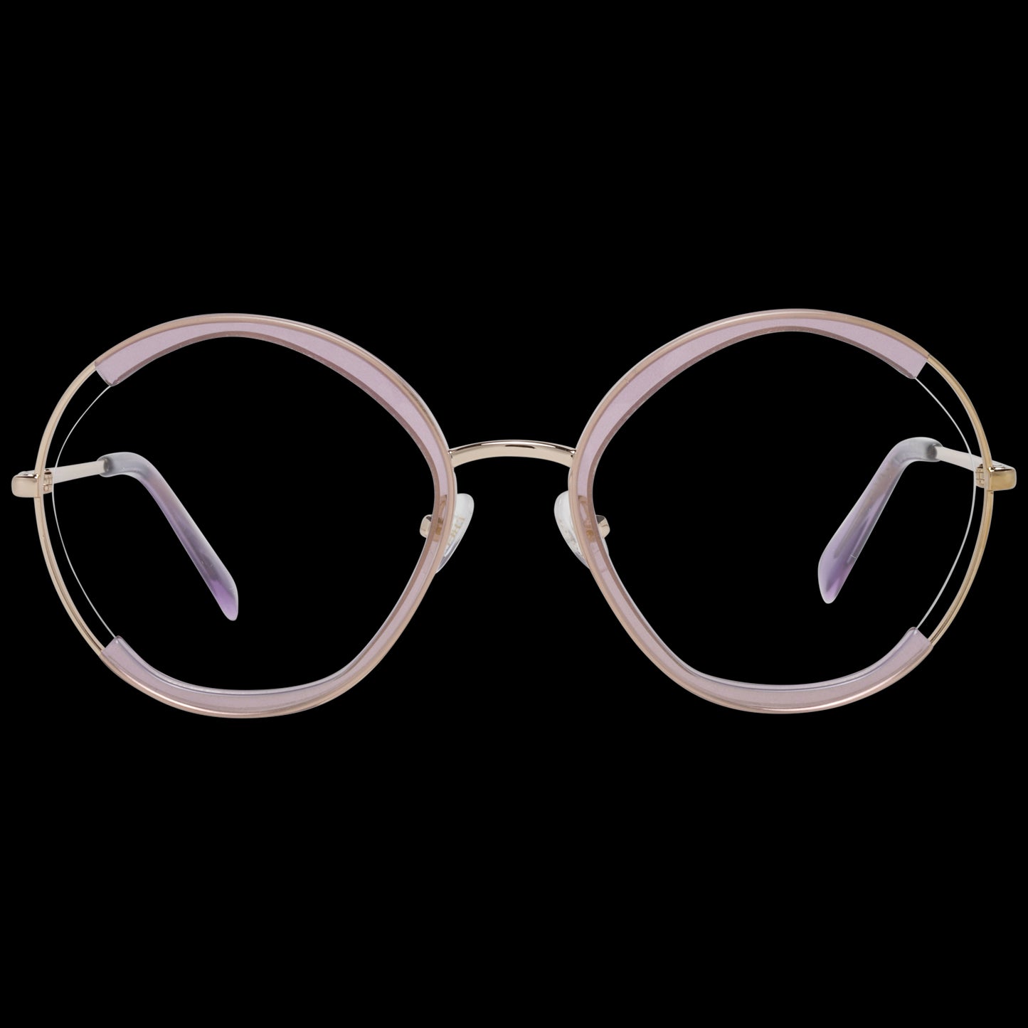 PUCCI MOD. EP5089 54083 - Lady's round glasses with pink frame on black background.