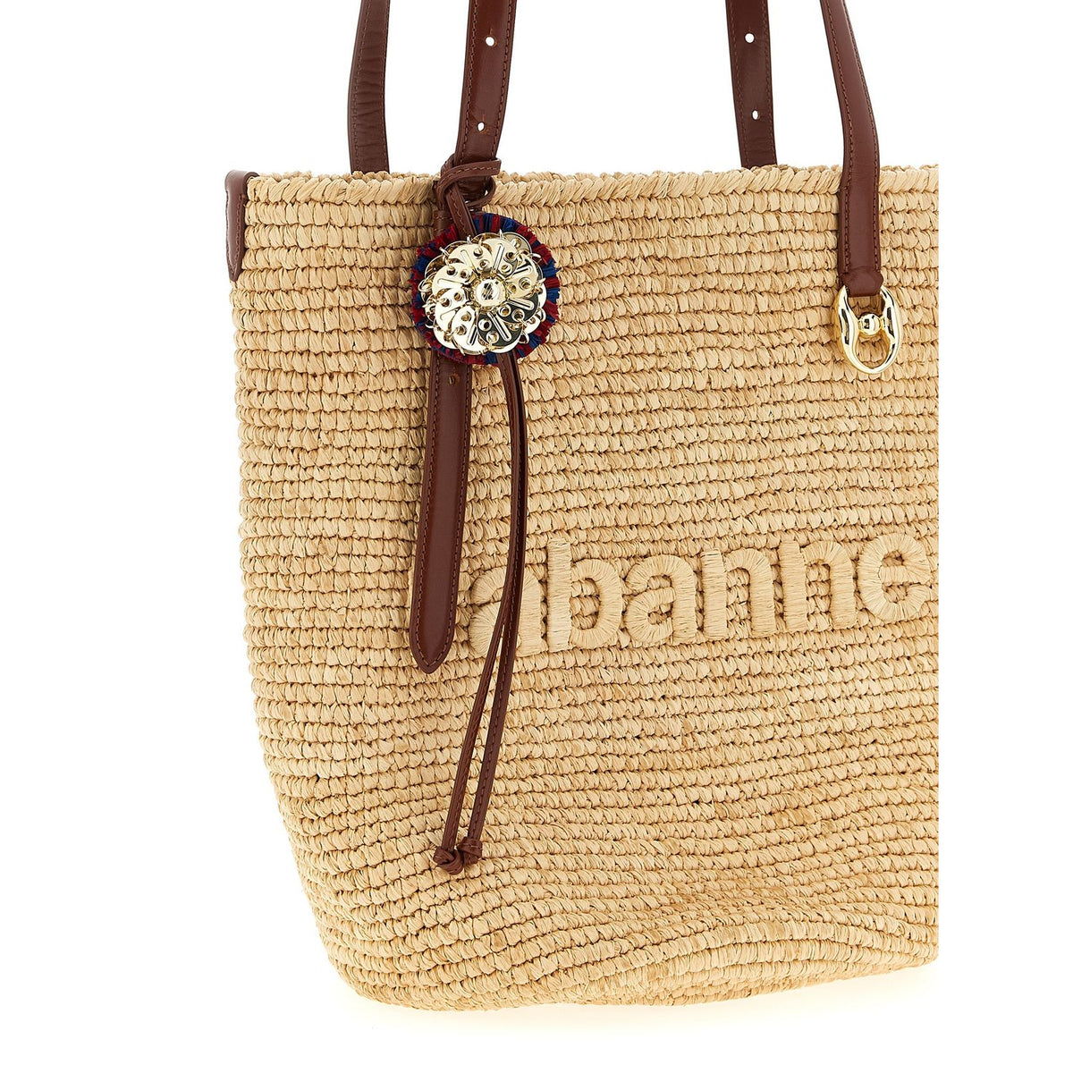Paco Rabanne Beige Raffia Tote Bag