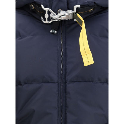 Close-up view of Parajumpers Blue Nylon Full-Length Jacket showcasing zipper and durable material.