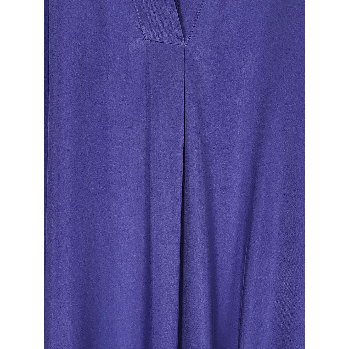 Parosh Dresses Blue - V-neck, long sleeve habotai silk dress with side slits, true to size fit, elegant design for fashion-forward wearers.