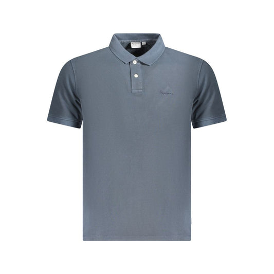 Pepe Jeans Blue Cotton Polo Shirt with embroidery and logo, short sleeve, 2 buttons, made of 100% sustainable cotton