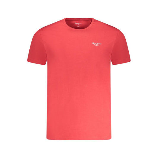 Pepe Jeans Red Cotton Men T-Shirt with short sleeves and logo print