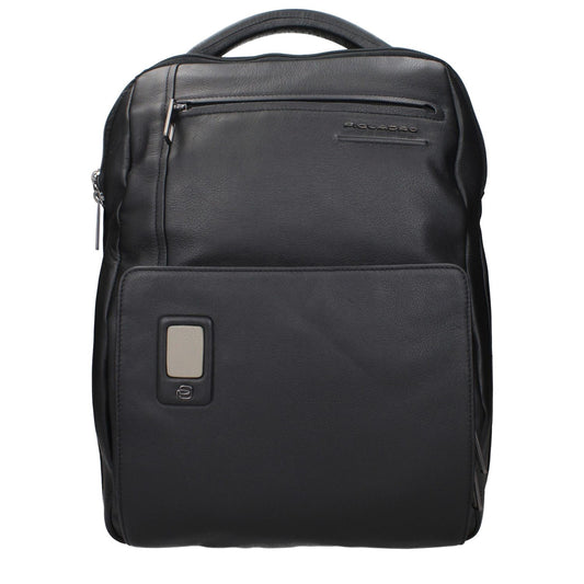Piquadro Black Leather Backpack