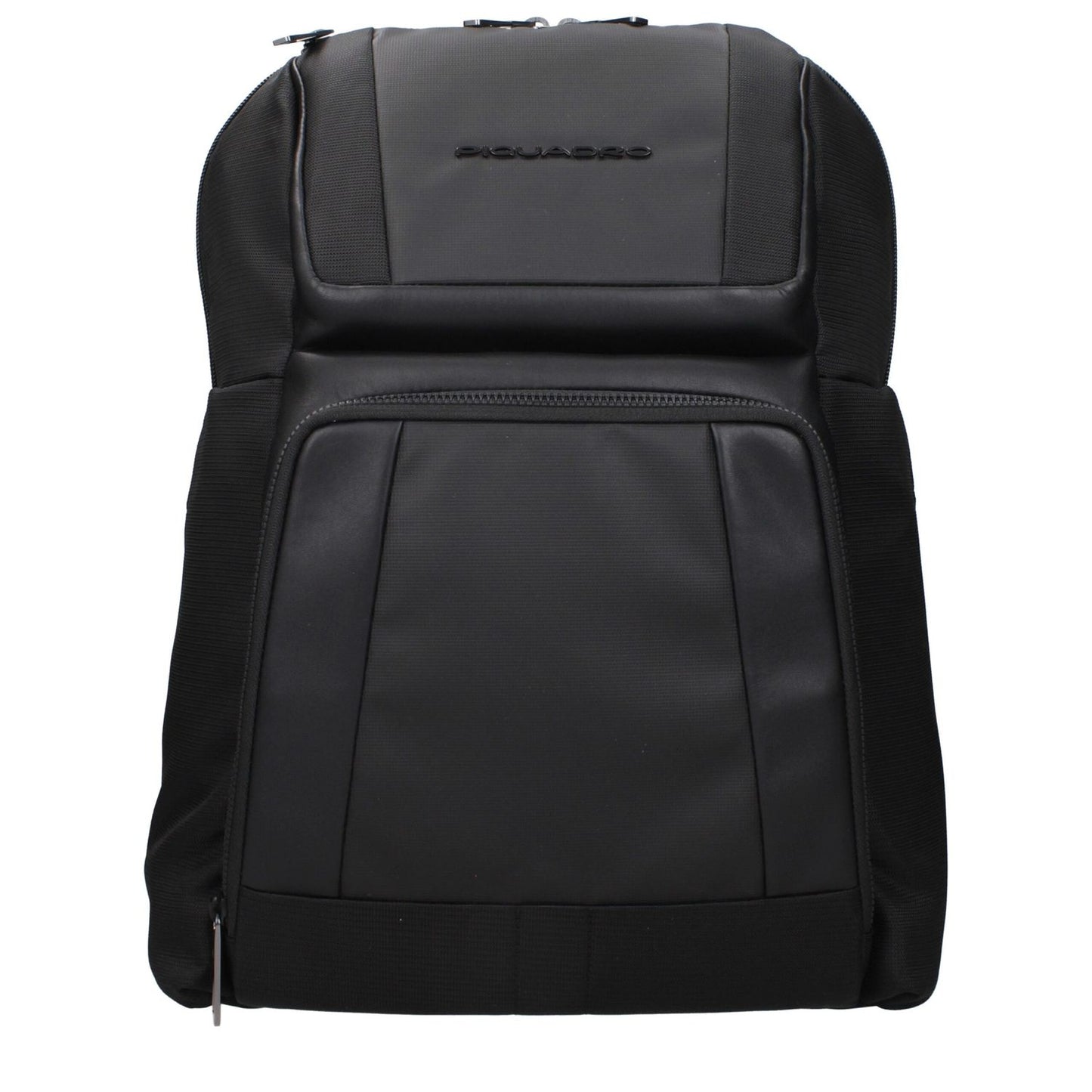 Piquadro Black Nylon Backpack with front and back logo, adjustable straps, and tech compartments for iPad/PC, MPN CA6220W120N.