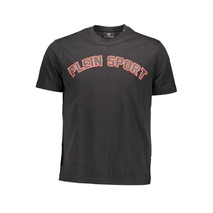Plein Sport Black Cotton Men T-Shirt with bold logo and crew neck design showcasing streetwear style.