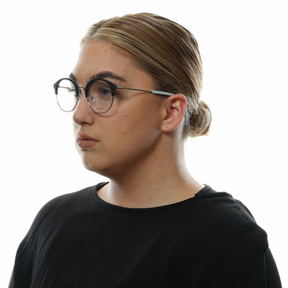 Woman wearing Police Multicolor Metal & Plastic Glasses (Frames), full-rim style, side profile view.