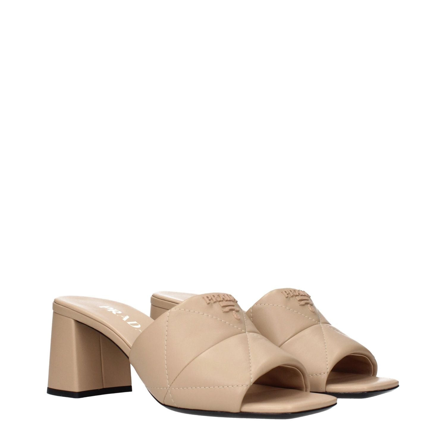 Prada Beige Leather Slippers