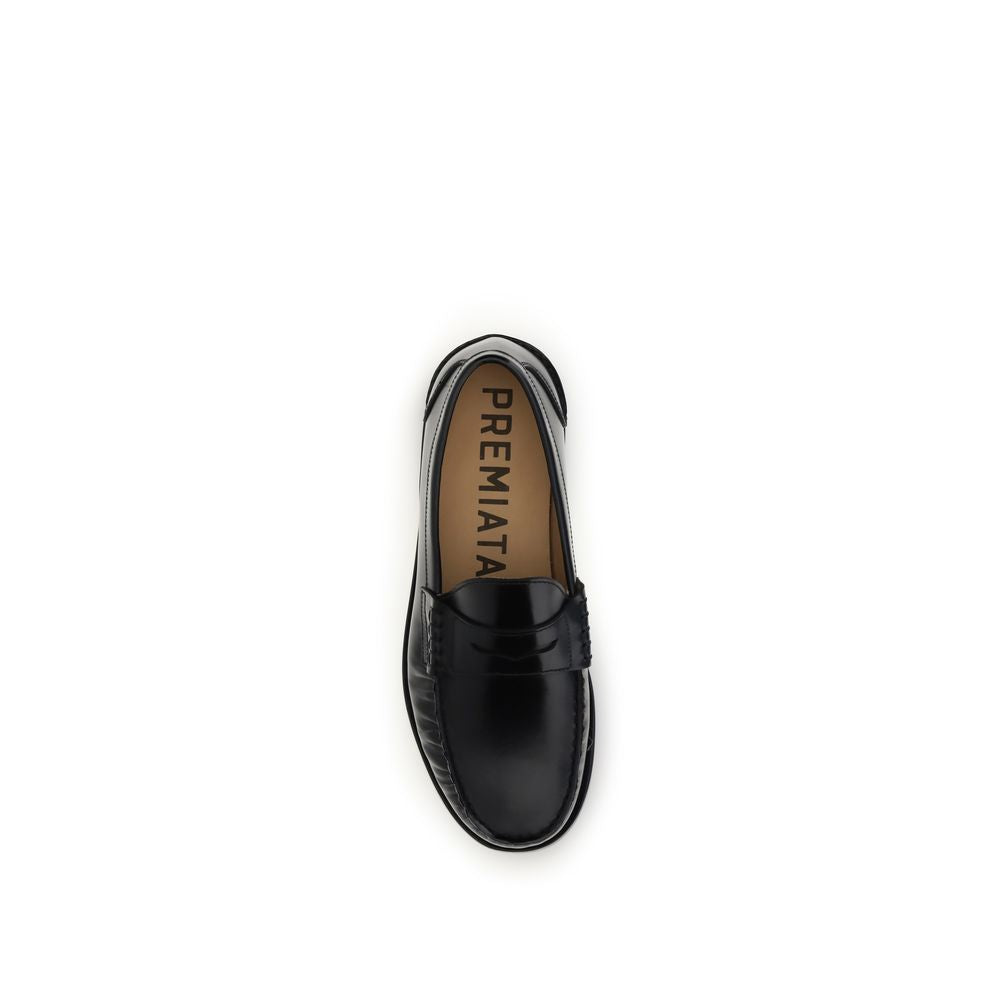 Premiata Black Calf Leather Bos Taurus Slip-On Loafers