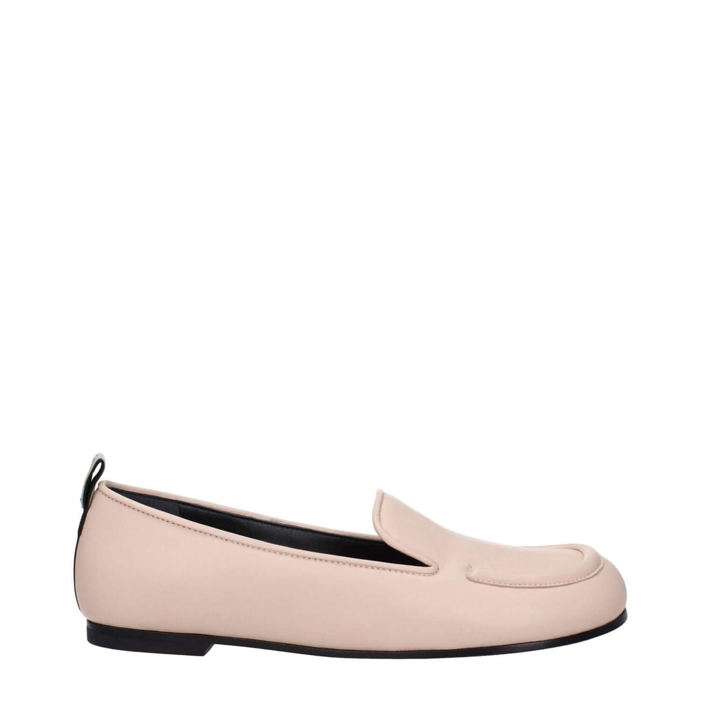 Premiata Pink Leather Slip-On Loafers with low flat heel and round toe, featuring a back logo on leather sole.
