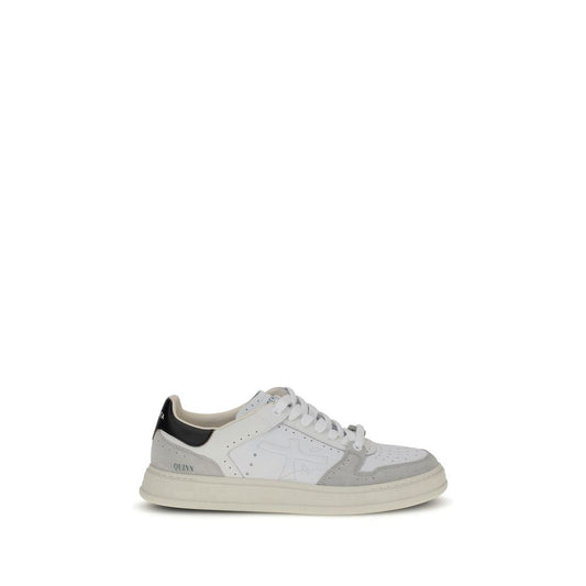 Premiata White Calf Leather Bos Taurus Low Top Sneakers with perforated design and logo detail.