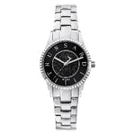 TRUSSARDI MOD. T-BENT silver ladies quartz wristwatch with black dial, 32 mm case, mineral material.