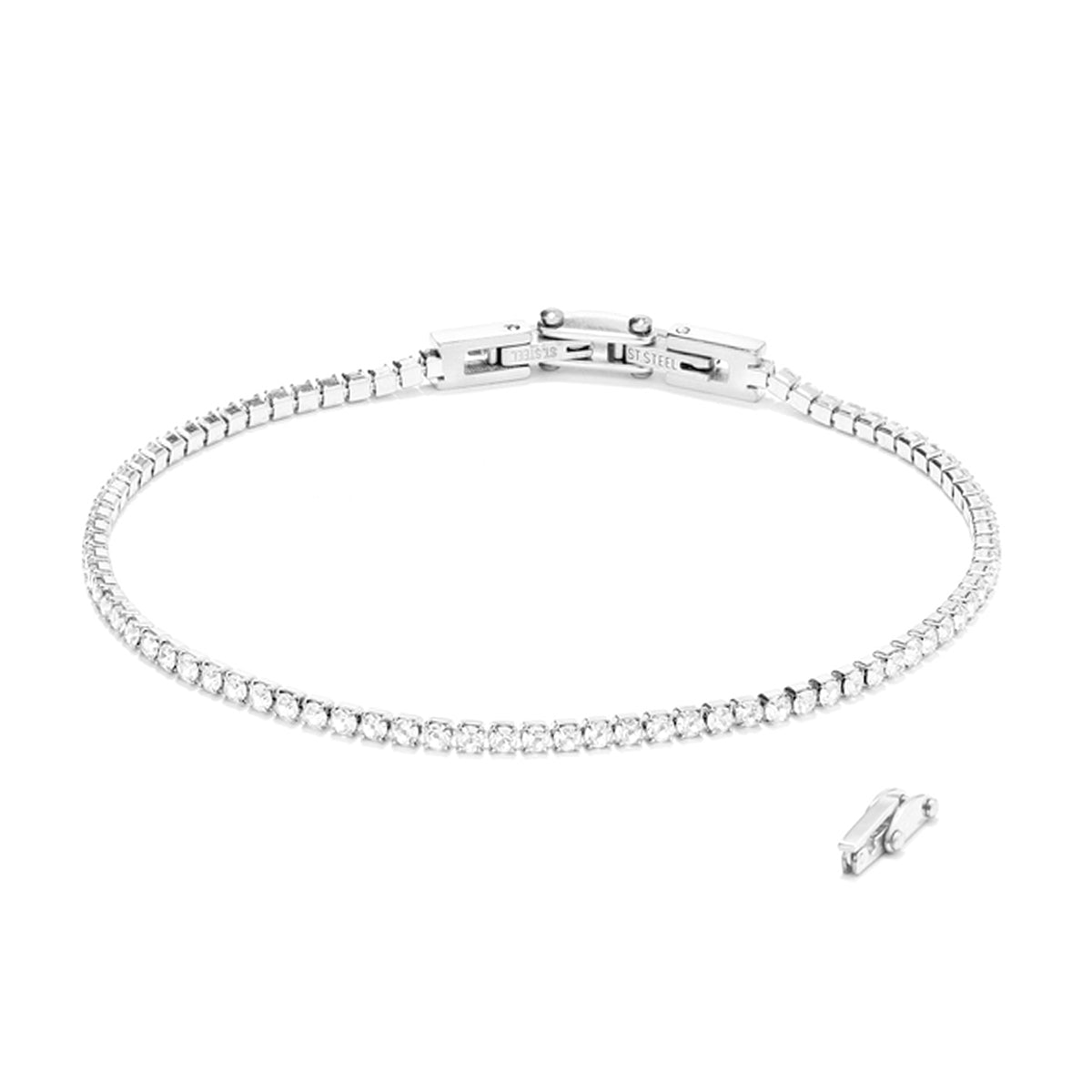 RADIANT JEWELS JEWELRY Mod. RH000008 elegant silver bracelet with clasp on a white background