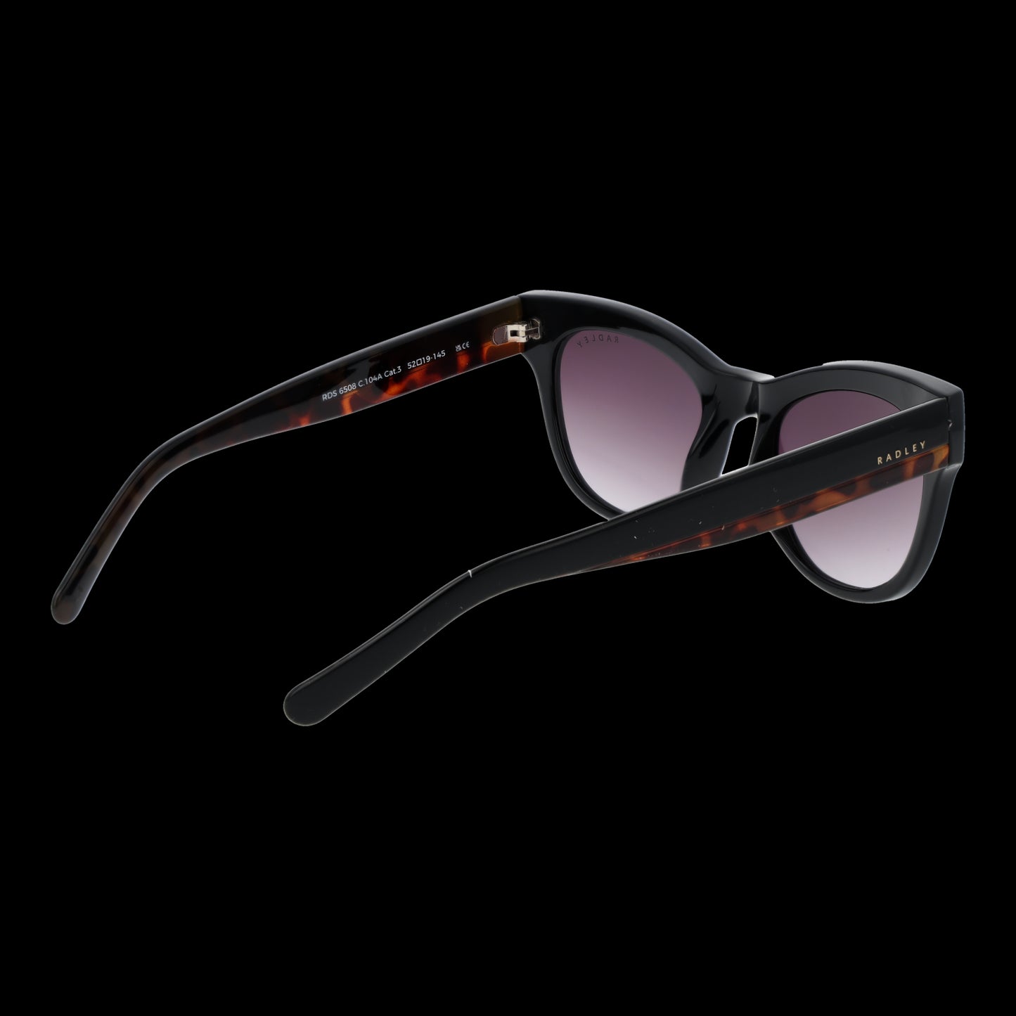 Stylish RADLEY MOD. RDS-6508 52104A sunglasses for ladies with black frames and gradient lenses, perfect for fashion-forward women.