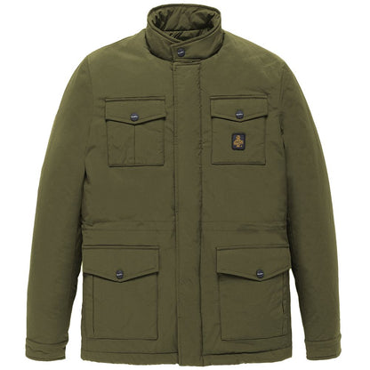 Refrigiwear Green Nylon Men Jacket With Four Pockets featuring durable nylon and PrimaLoft® RISE padding for warmth and style.