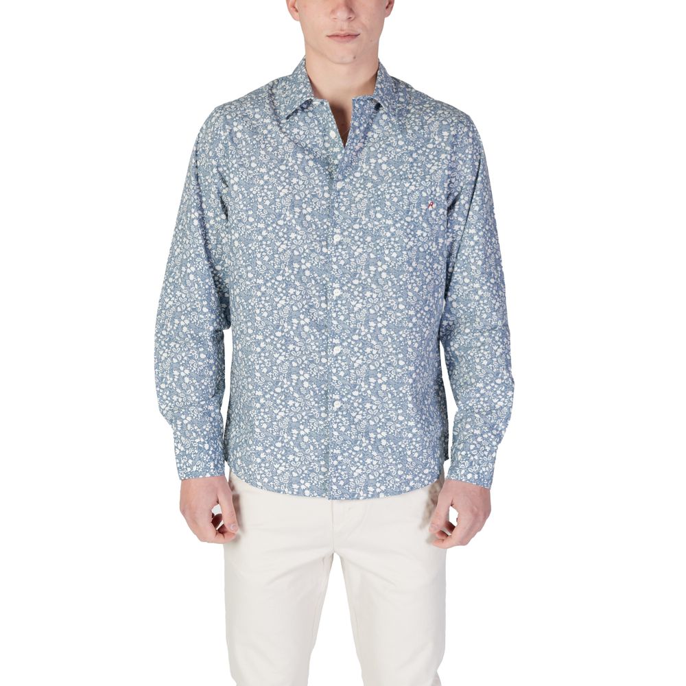 Replay Light Blue Cotton Pattern Shirt