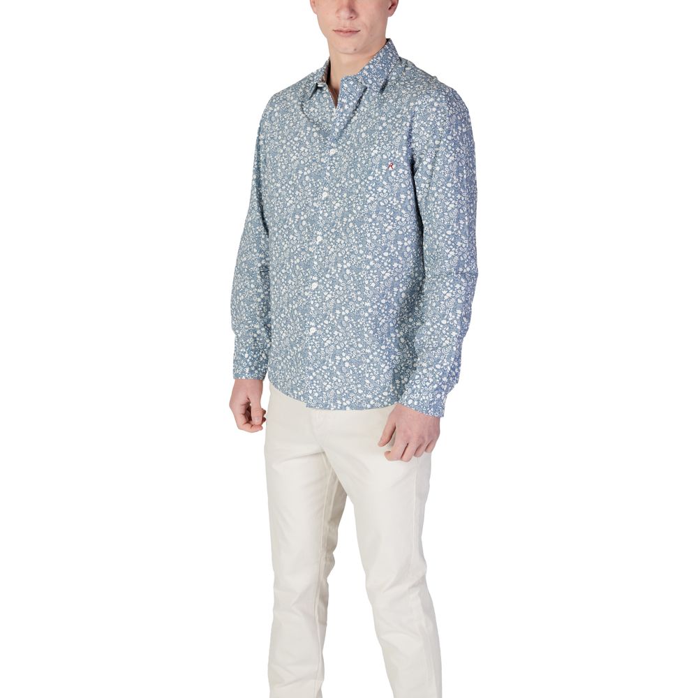 Replay Light Blue Cotton Pattern Shirt