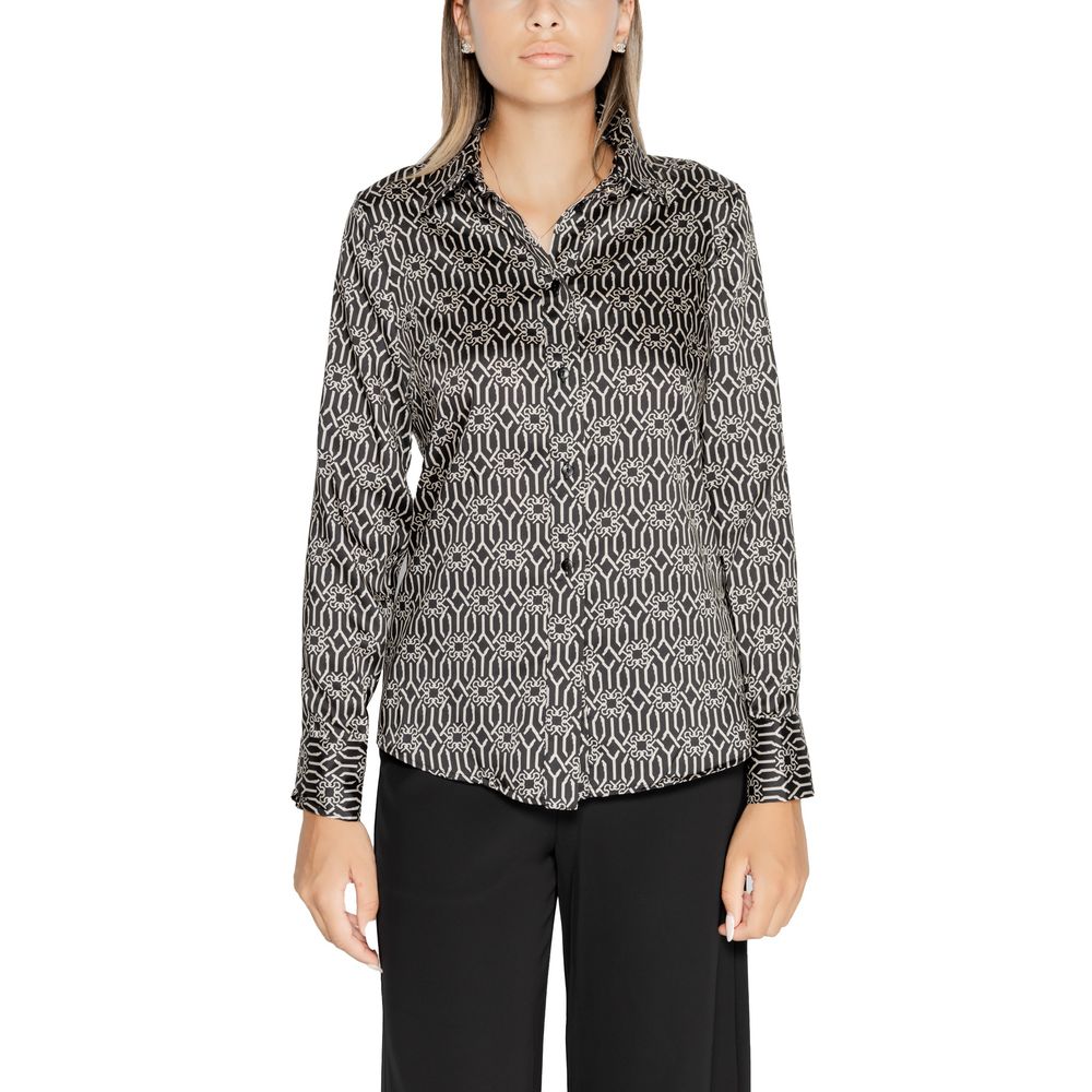 Elegant Rinascimento Black Polyester Shirt from Fall/Winter collection, women's fashion, 100% polyester material.