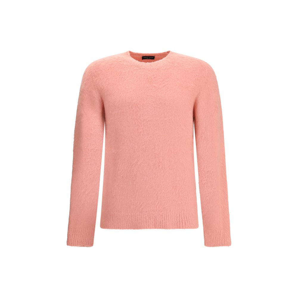 Roberto Collina Multicolor Cotton Sweatshirt in pink with ribbed crew neck and hem, ideal for winter style and comfort.