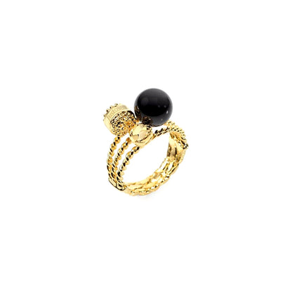 JUST CAVALLI JEWELS JEWELRY Mod. SCXA08012 featuring elegant gold ring with black gemstone accent