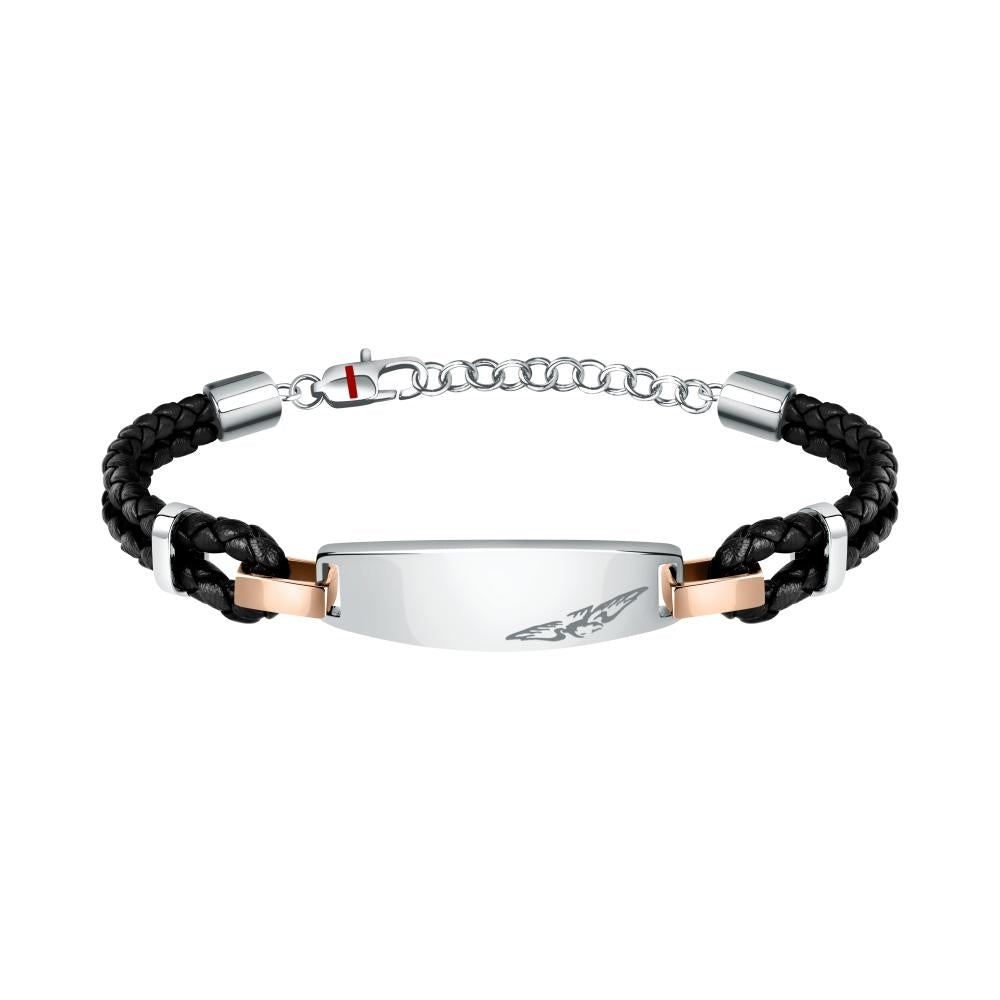 SECTOR MOD. SZV75 silver bracelet for men with black braided strap and metal accents.
