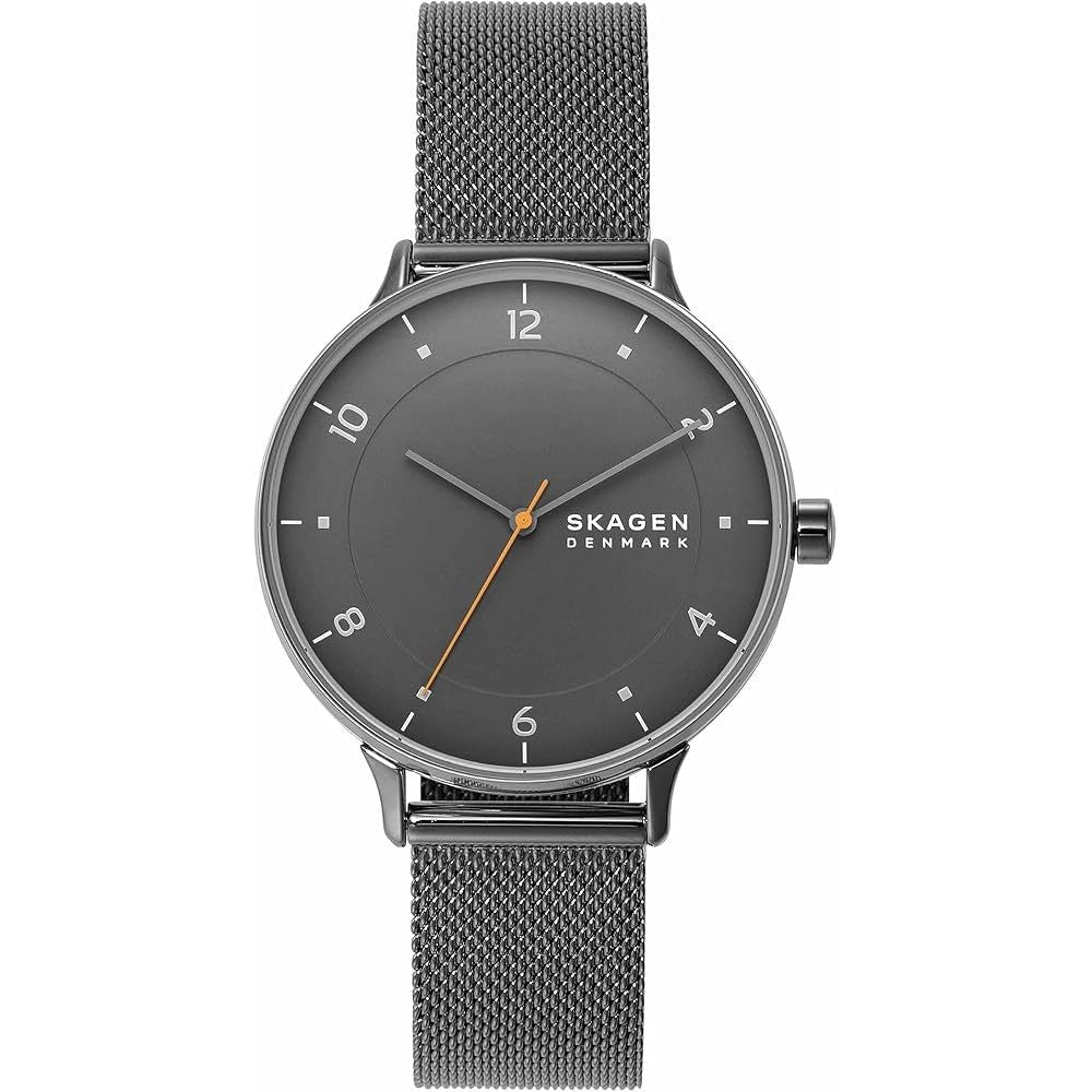 SKAGEN DENMARK Mod. RIIS wristwatch with mesh strap, splash proof 40mm case for gentlemen, quartz movement, mineral dial in official box.