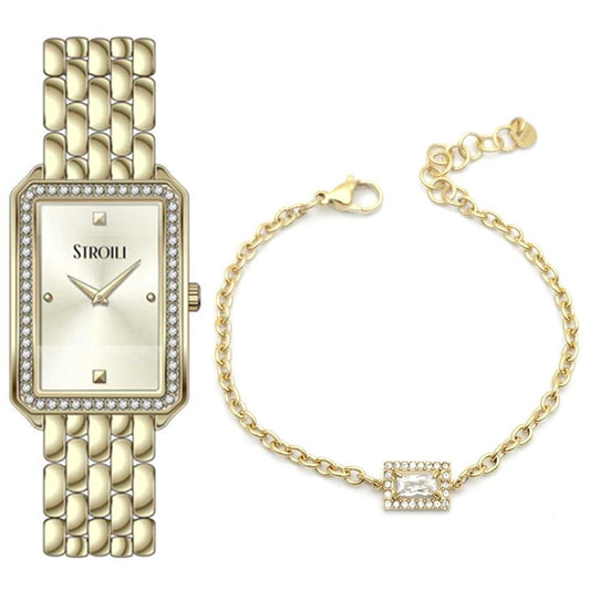 Gold jewelry set featuring watch and bracelet by STROILI Mod. 1698371, showcasing elegant design and craftsmanship from Stroili Jewels.