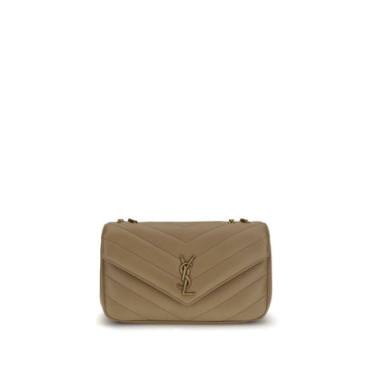 Saint Laurent Beige Calf Leather Bos Taurus Shoulder Bag with quilted design and brass logo