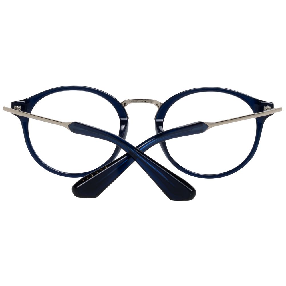 Sandro Blue Women Glasses Frame in full-rim round style with plastic lenses and blue color, includes branded case, dimensions 49-20-135.