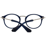 Sandro Blue Women Glasses Frame in full-rim round style with plastic lenses and blue color, includes branded case, dimensions 49-20-135.