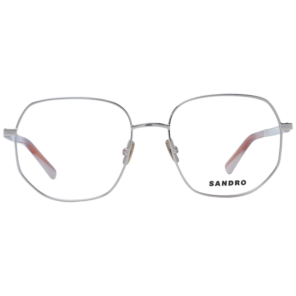 Sandro Gold Women Glasses Frame in full-rim round style with metal frame and demo lenses, featuring branded case included.