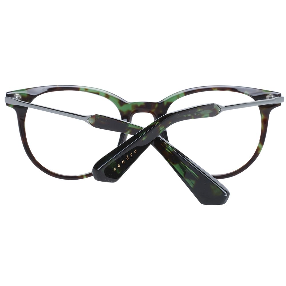 Sandro Green Women Glasses Frame, full-rim round style in acetate with demo lenses, 46-19-135 size, includes branded case.