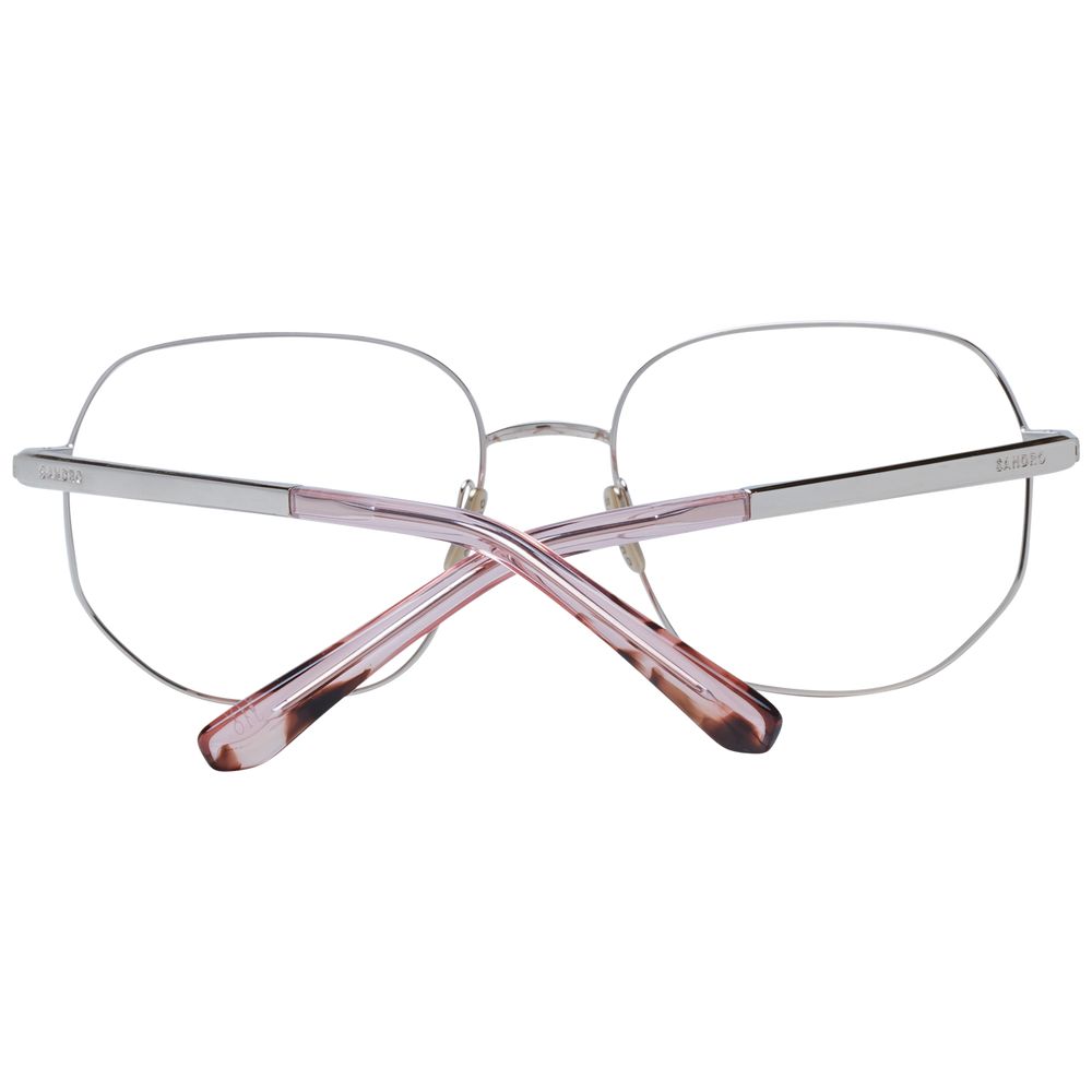 Sandro Pink Women Glasses Frame in rose pink metal full-rim. Style: round, size 54-17-135. Includes branded case. Lenses: demo plastic.
