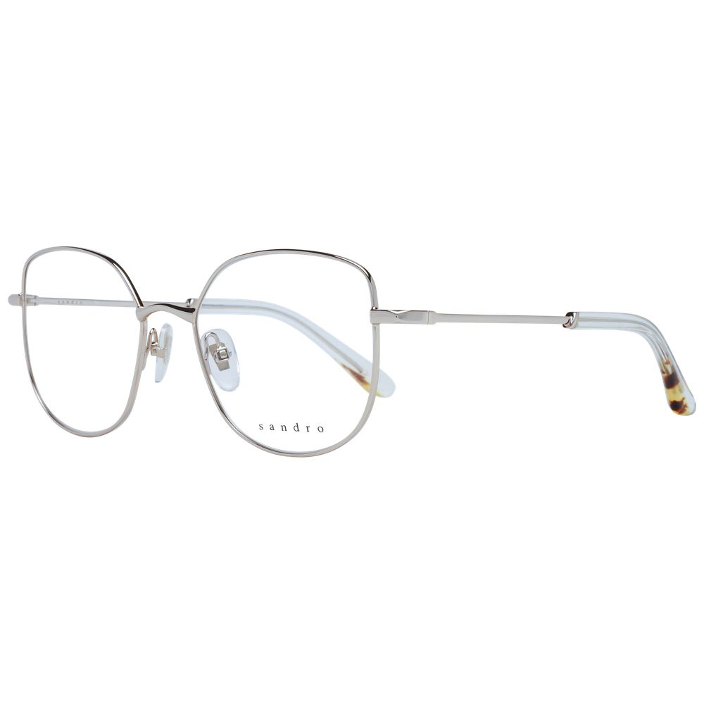 Sandro Silver Women Glasses Frame, full-rim stainless steel square design, demo lenses, size 51-17-135 with branded case
