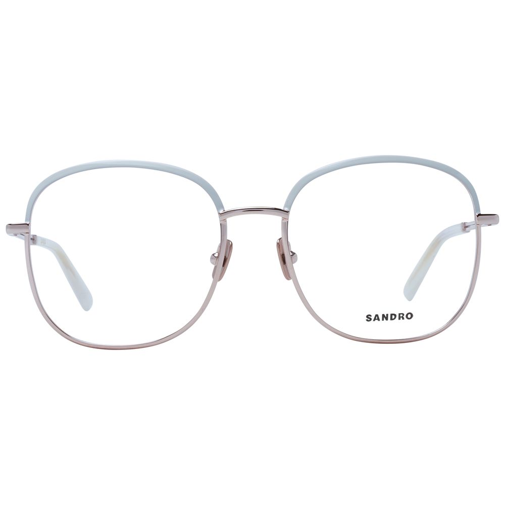 Sandro White Women Glasses Frame - Full-Rim Square Metal Frame, 53-17-140 Size with Demo Lenses, Branded Case Included.