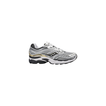 Saucony Gray Mesh Athletic Sneakers, sporty round toe, lace-up design for active lifestyle and comfort.
