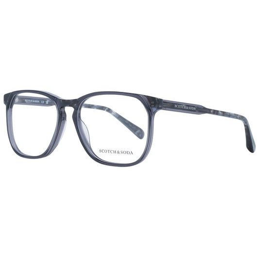 Scotch & Soda Black Men Glasses Frame, full-rim square black plastic frame with demo lenses, no spring hinge, includes branded case.