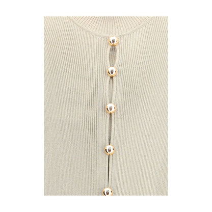 Close-up of button detail on Self-Portrait Gold Viscose Casual Dress