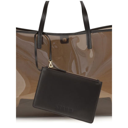 Staud Brown Pvc Handbag with removable zippered pocket, showcasing modern and practical design for everyday use.