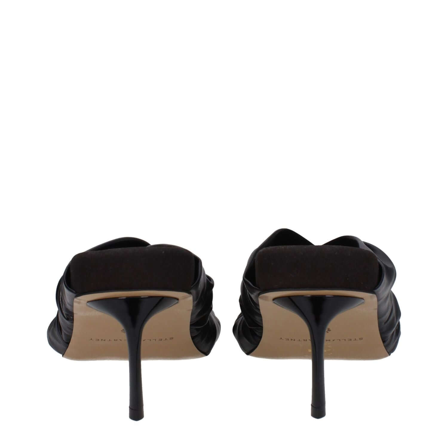Stella McCartney Black Leather Stiletto Heel Sandals