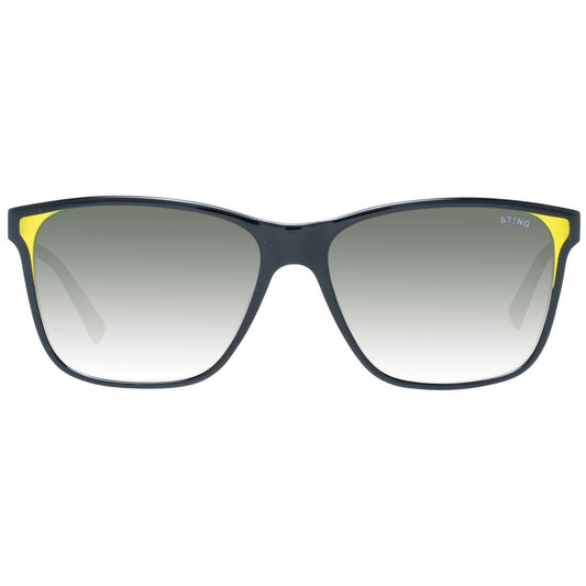 Sting Black Men Sunglass with black plastic frame and grey mirrored gradient lenses.