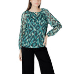 Street One Green Polyester Blouse with a round neckline, long sleeves, and a chic design perfect for any occasion.